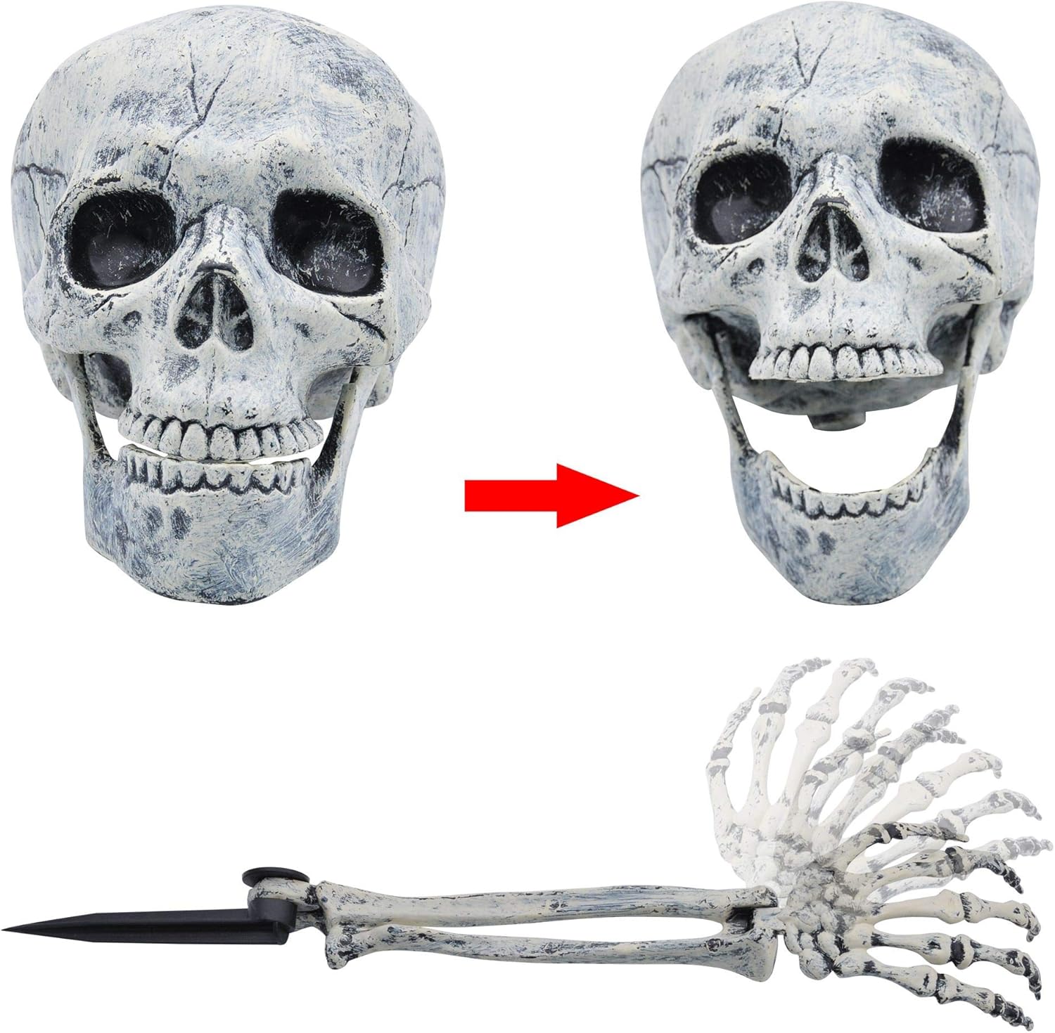 Halloween Skeleton Stakes with 17” Graveyard Tombstone Set Headstone Decorations & Ground breaker Set for Best Halloween Yard Decorations Outdoor: Garden & Outdoor