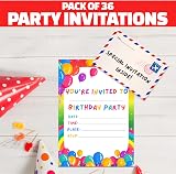 BestaFiesta Rainbow Party Invites Pack of 36 Kids Birthday Foldable Envelopes view 2