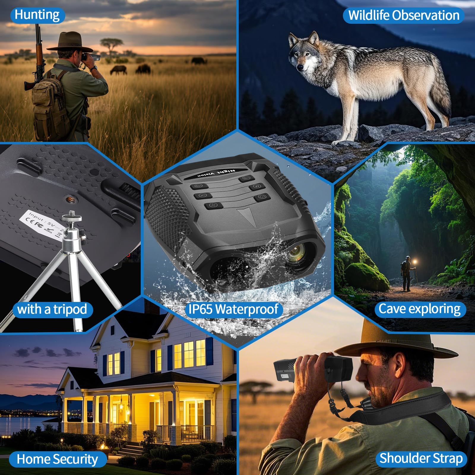 Night Vision Goggles for Adults,4K Video&48MP Image Infrared Night Vision Binoculars 3″ Screen,5000mAh Battery,8X Digital Zoom,32GB TF Card,IP65 Waterproof for Outdoor, Animals,Camping & Surveillance