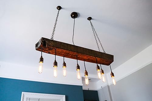 8 Bulb Reclaimed Rustic Wooden Chandelier Ceiling Light Pendant