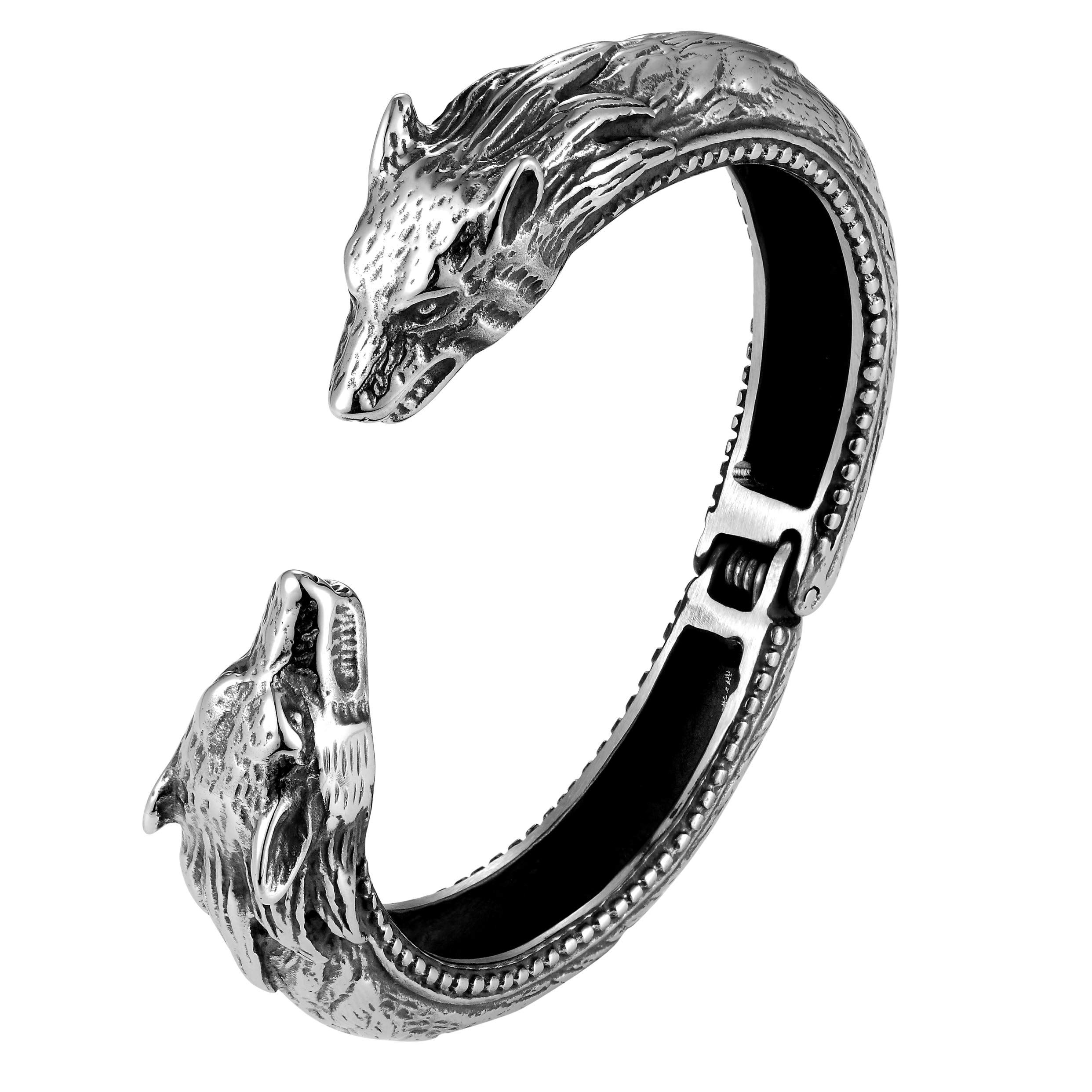 Men’s Bracelets – Various Designs in Black, Silver, and Polished Finishes with Genuine Leather & Rust Resistant Stainless Steel – Jewelry Gift or Accessory for Men, 8.26 in, Metal