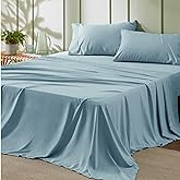Bedsure Queen Sheet Set - 4 Pieces Soft Queen Size Sheets - Breathable & Cooling - Hotel Luxury - Easy Care Polyester Microfiber Bedding for Women, Men, Light Blue