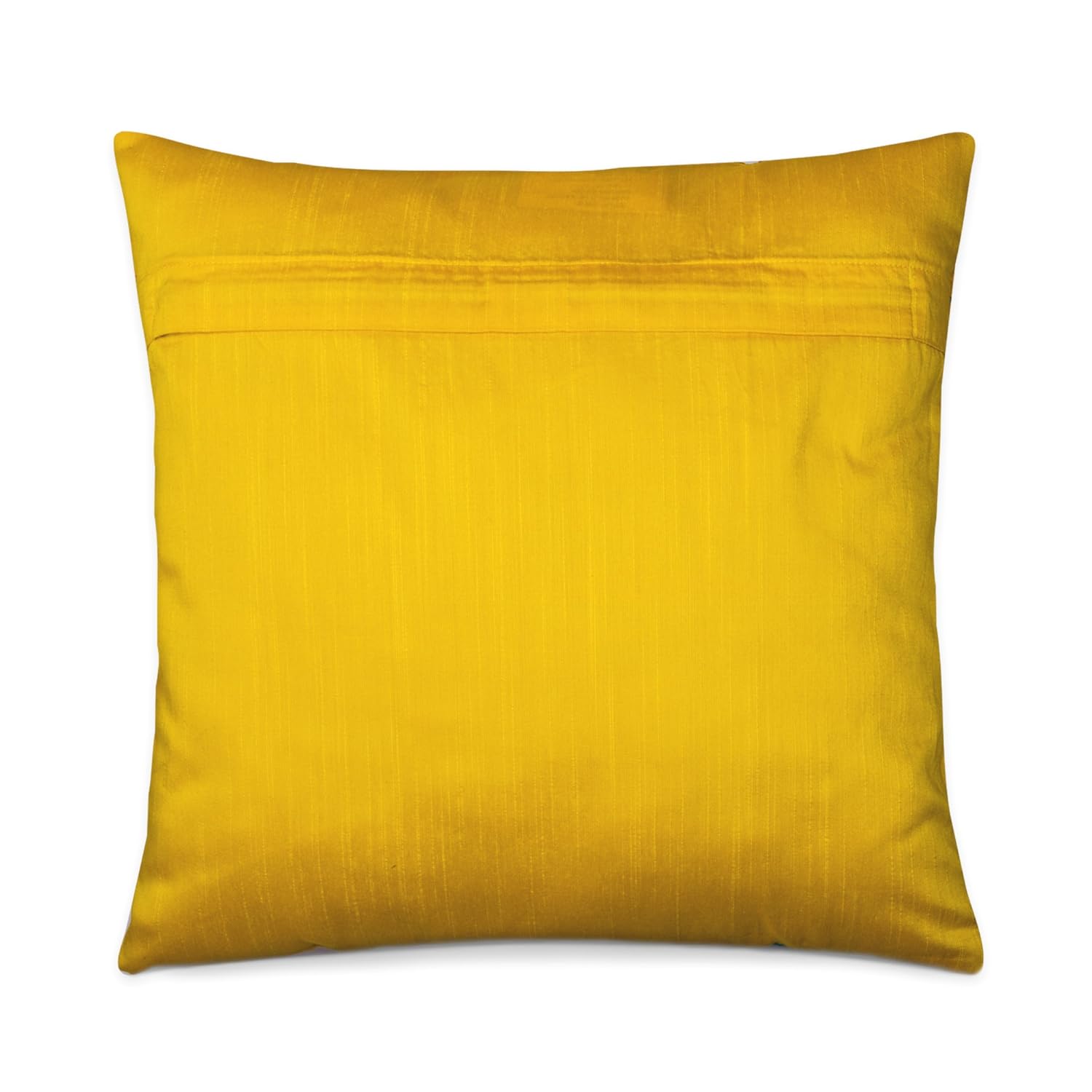 Yellow And Red Brocade And Raw Silk Pillow Cover 16x16 Inches