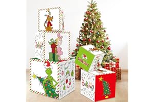 GYGOT 3 Pack Grinchs Gift Box, Grinchs Christmas Decorations Box for Gifts,Christmas Paper Boxes for Party Whoville Christmas Decorations Indoor