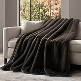 EVERGRACEHOME Ultra Soft Luxury Fluffy Mink Faux Fur Throw Blanket, Thick Warm Fall Winter Blankets for Bed, Couch, Cozy Plush Reversible Blanket for Chair, Sofa (Dark Brown, 60"x80")