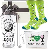 Keluna Golf Gifts for Women Golfers - 4Pcs Womens Golfing Accessories Gifts Set, 20oz Golf Tumbler Funny Golfer Socks Keychain Makeup Bag for Golfing Party Favors Birthday Christmas Presents