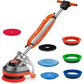 HHQ Commercial Floor Scrubber Machine, 13" Heavy Duty Orbital Floor Cleaner Buffer and Polisher- Deep Cleaning Hard Floors and Carpets with Ease, 3 Brushes &amp; 3 Cleaning Pads, Orb-6