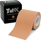 Tat2X Tattoo Cover Up Tape - Suntan - 6ft x 2in Roll | Long Lasting Adhesive. Sweat-Resistant, Water-Resistant, Hypoallergenic, Breathable, Latex-Free. For Neck, Fingers, Hands.