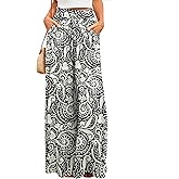 Bsubseach 2026 Womens Beach Wide Leg Pants Summer Floral Elastic Waist Pant Palazzo Dressy Boho Flowy with Pockets