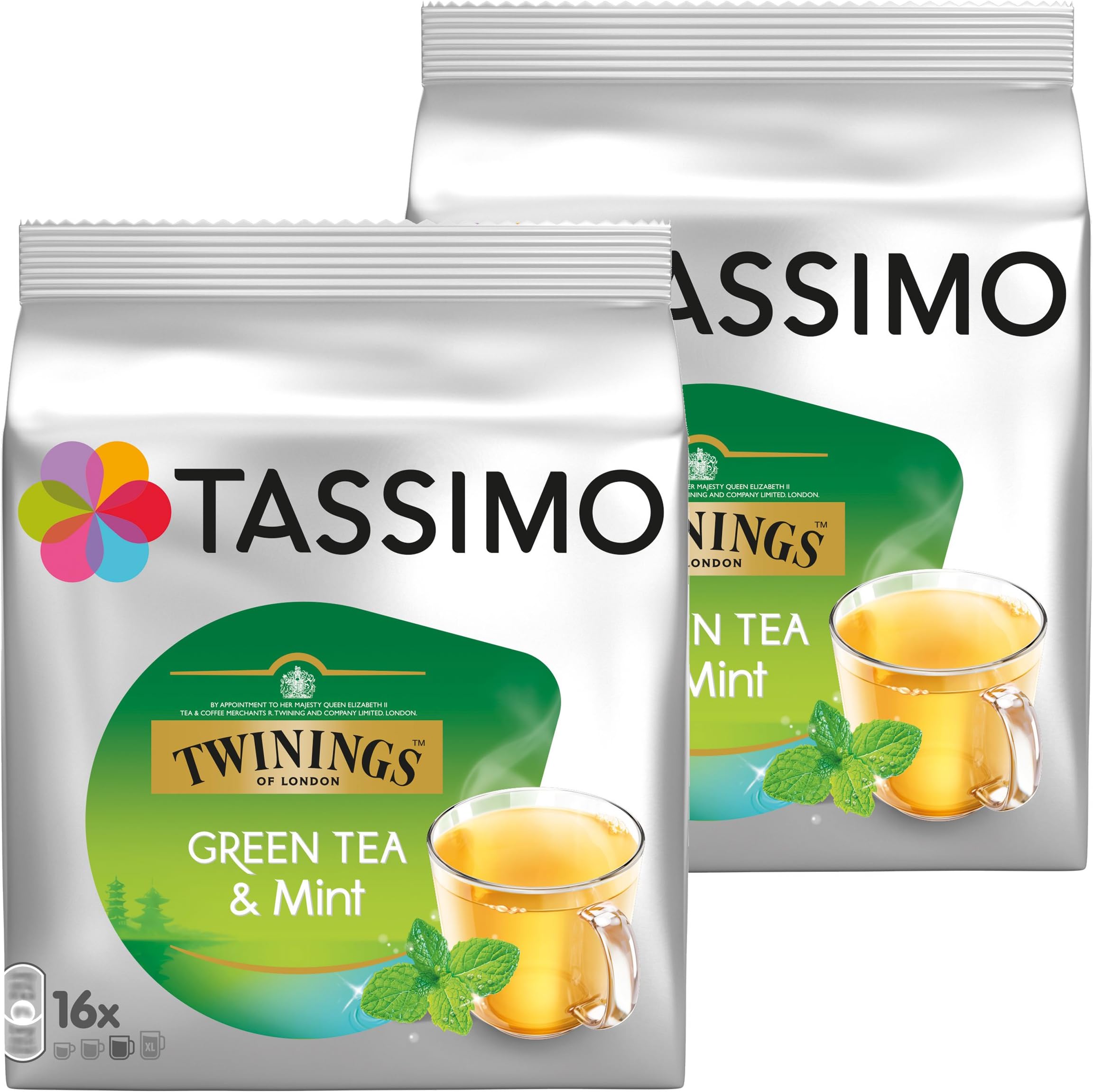 Tassimo Twinings Green Tea & Mint, Pack of 2, 2 x 16 T-Discs