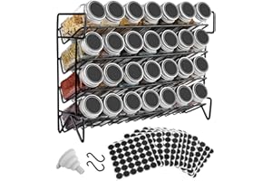 Vtopmart Spice Rack Organizer for Cabinet, 4 Tier Spice Organizer with 28 Empty Spice Jars and 432 Blank Labels, Seasoning Or