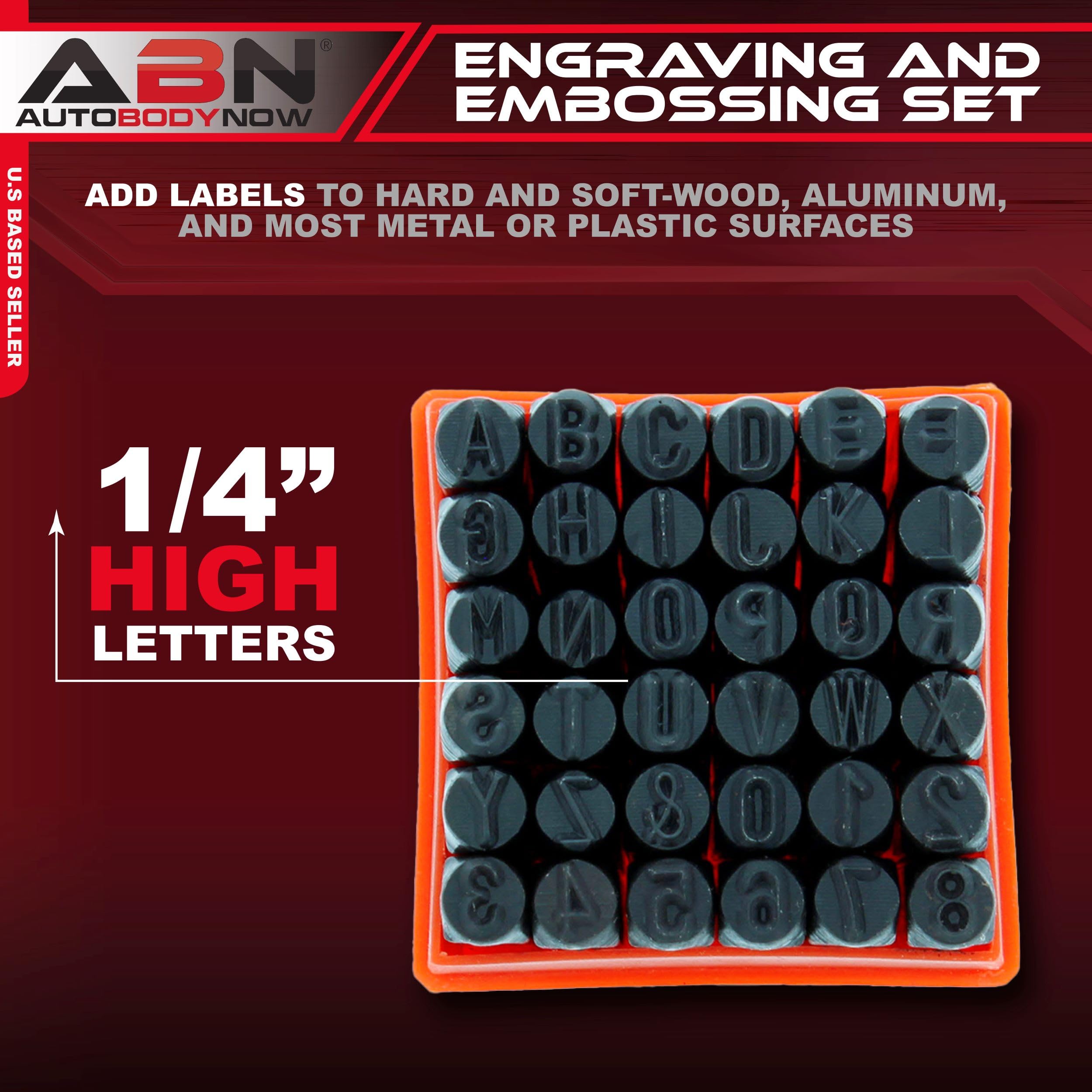 ABN Metal Large 1/4in Stamping 36-Piece Tool Kit – Alphabet, Numbers, Symbols Steel Embossing & Engraving Stamp Set