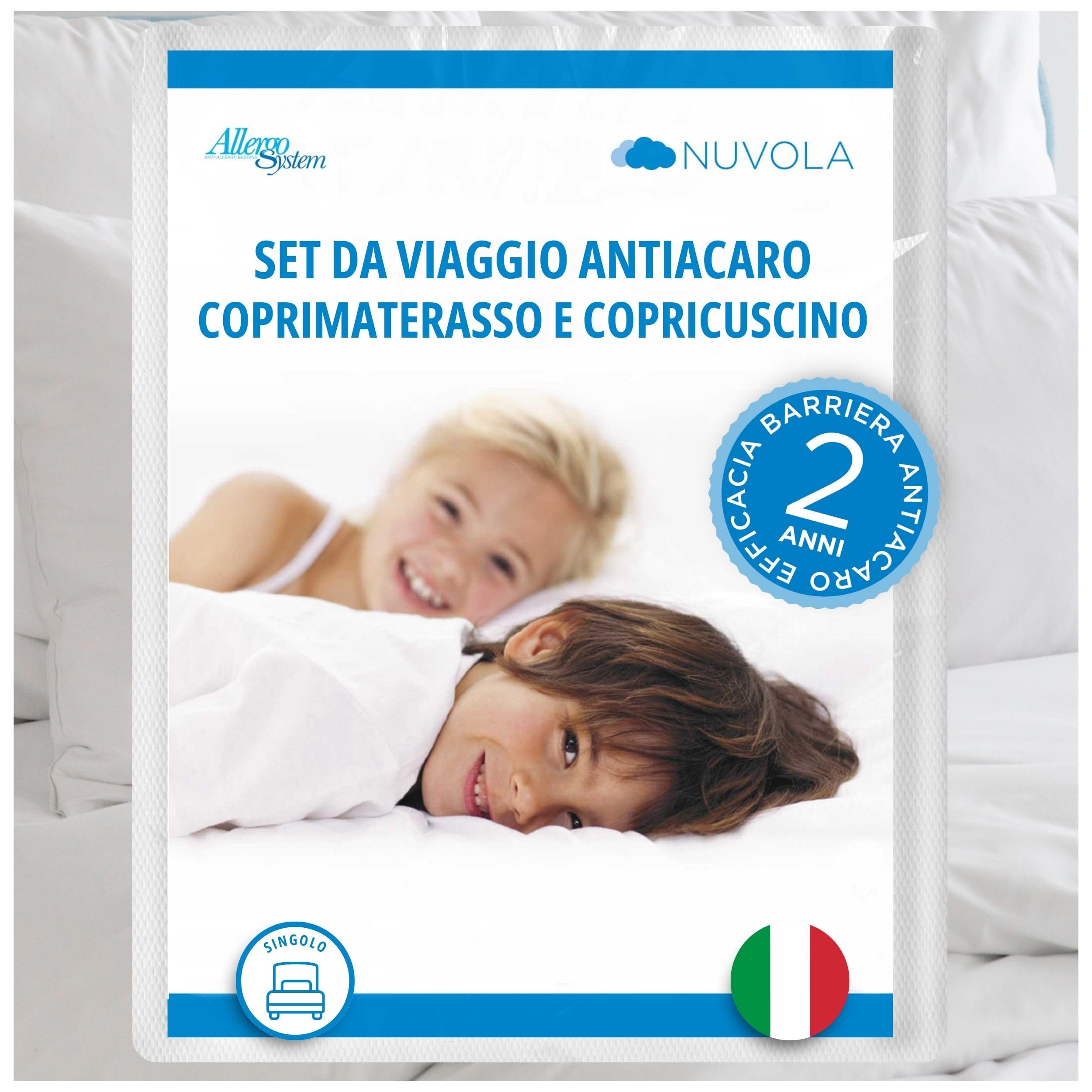 Allergosystem Cloud Anti-Dust Mite Travel Mattress Protector, 90x200x20 and Cushion Cover, 50x80, Polyester, 90x200x20cm