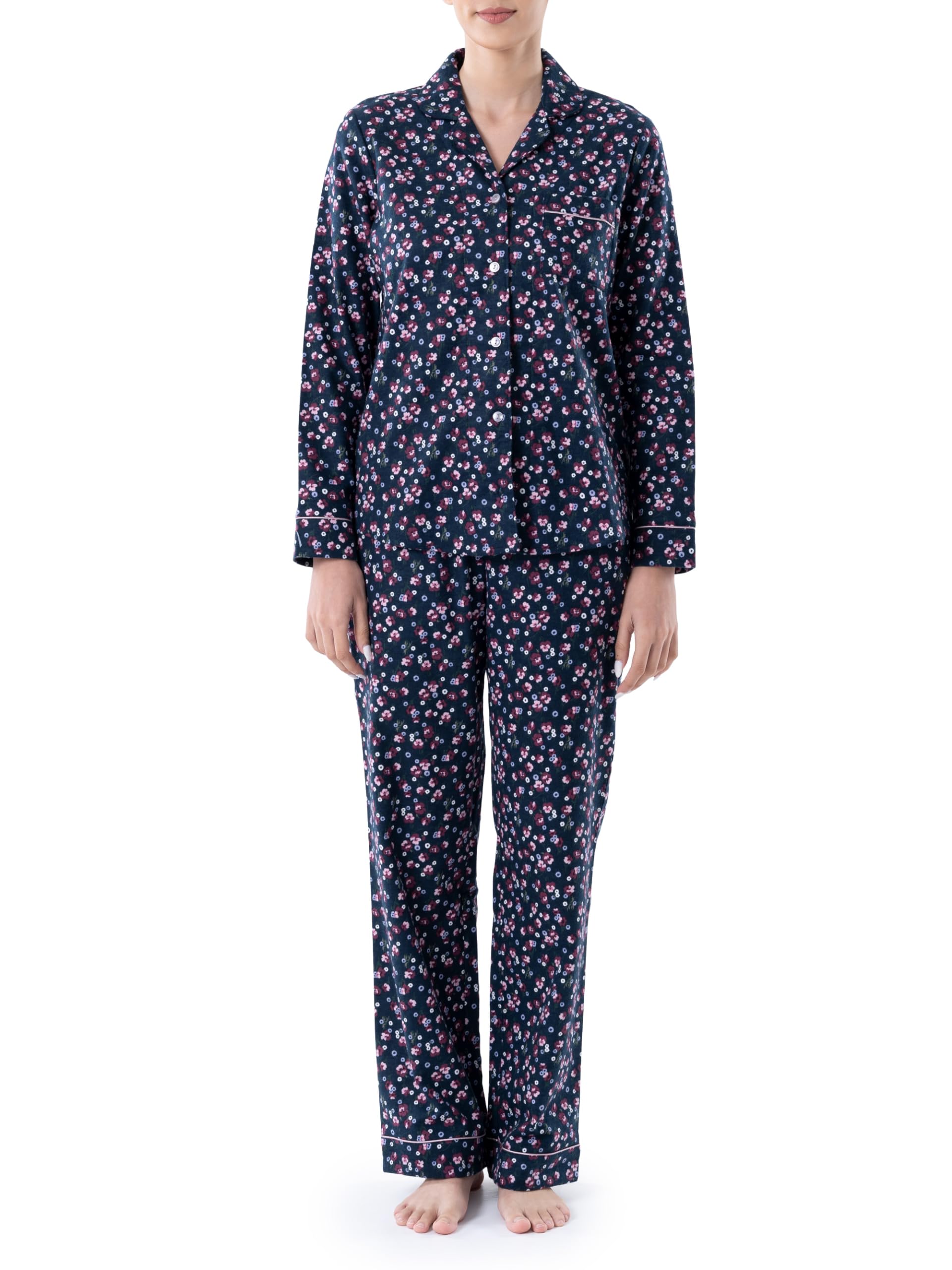 Photo 1 of Wrangler Women's Long Sleeve Flannel Top and Pant Pajama Set, Ditsy Floral, X-Large