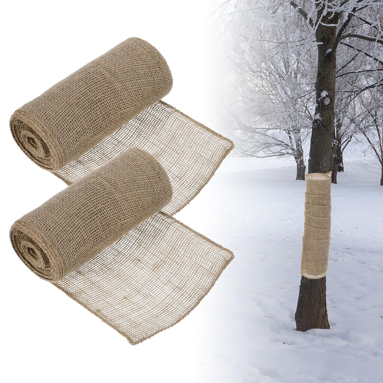 PATIKIL 2 Rolls Natural Burlap Tree Wraps for Winter 32.8Ft x 9.8In Winter Tree Trunk Protector Wrap Plant Covers Freeze Protection Bandage for Keep Warm & Moisturizing