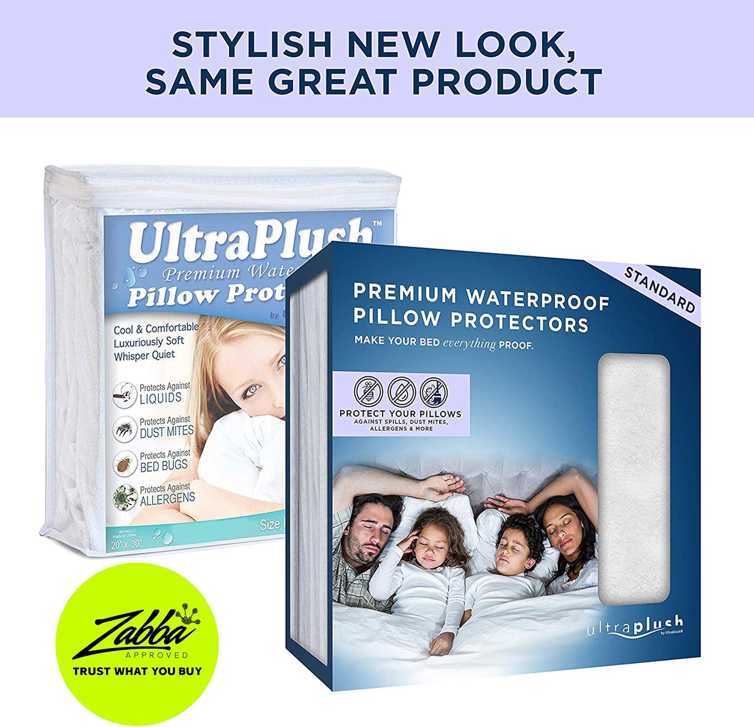 UltraPlush Premium Waterproof Pillow Protectors - Hypoallergenic and Bed Bug Proof Zippered Pillow Case - 2 Pack - Super Soft and Quiet (Standard Size 20 inches x 26 inches): Home & Kitchen