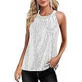 Sequin Tops for Women Sparkly Tops Sleeveless Halter Tank Concert Outfits Party Club Cocktail Vest Disco Clothes