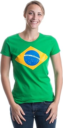 Amazon Com Brazil National Flag Ladies T Shirt Bandeira Do Brasil Brazilian Tee Clothing