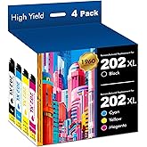 202XL 202 Ink Cartridges Multipack Remanufactured Replacement for Epson 202 XL Ink Cartridges for Epson Printer Workforce WF-2860 WF 2860 Expression Home XP-5100 (Black Cyan Magenta Yellow,4 Pack)