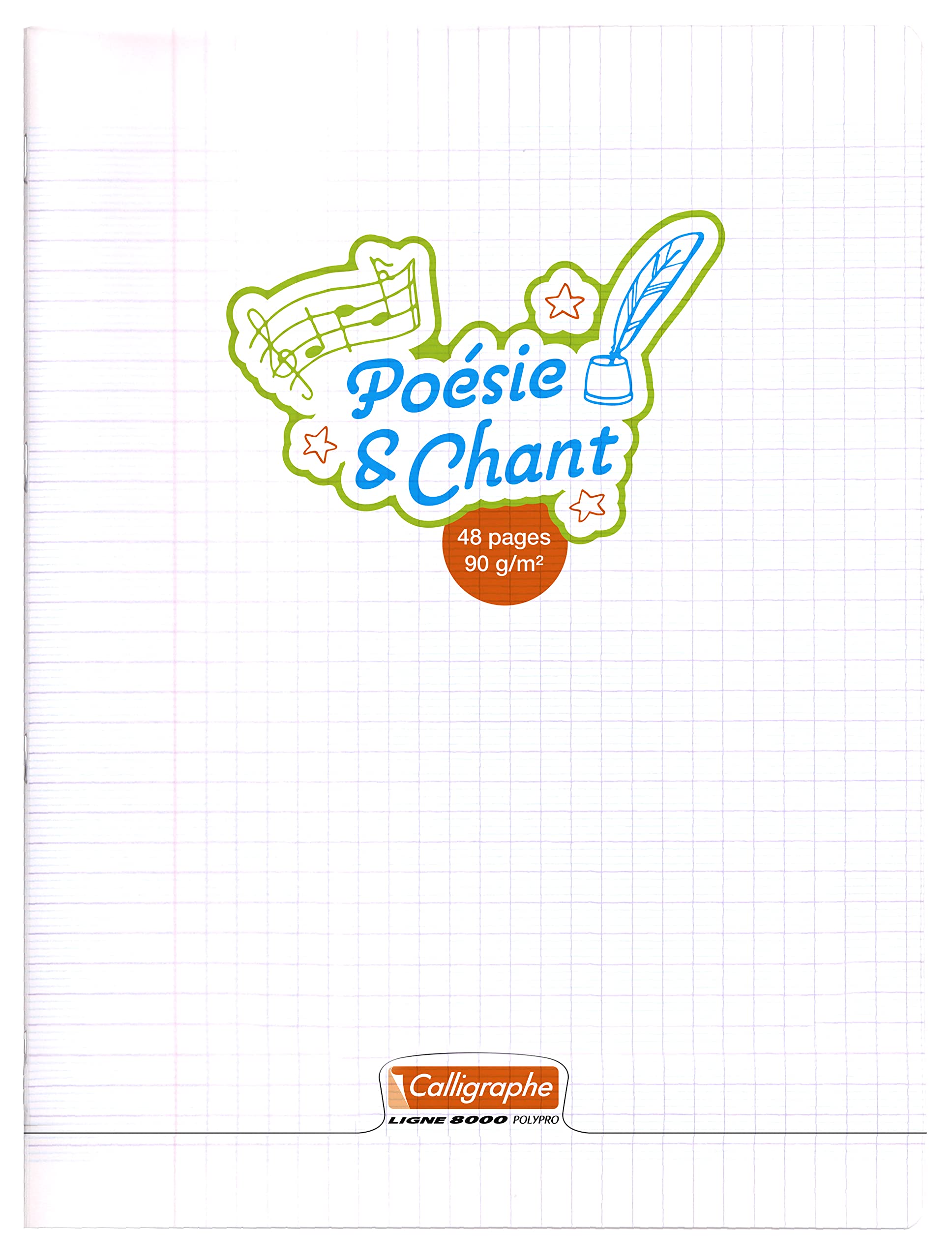 Calligrapher 18240C A Notebook of Poetry and Songs (Clairefontaine) - 24x32 cm - 96 Seyes Ruled and Plain Pages - 90 g White Paper - Transparent Polypro Cover