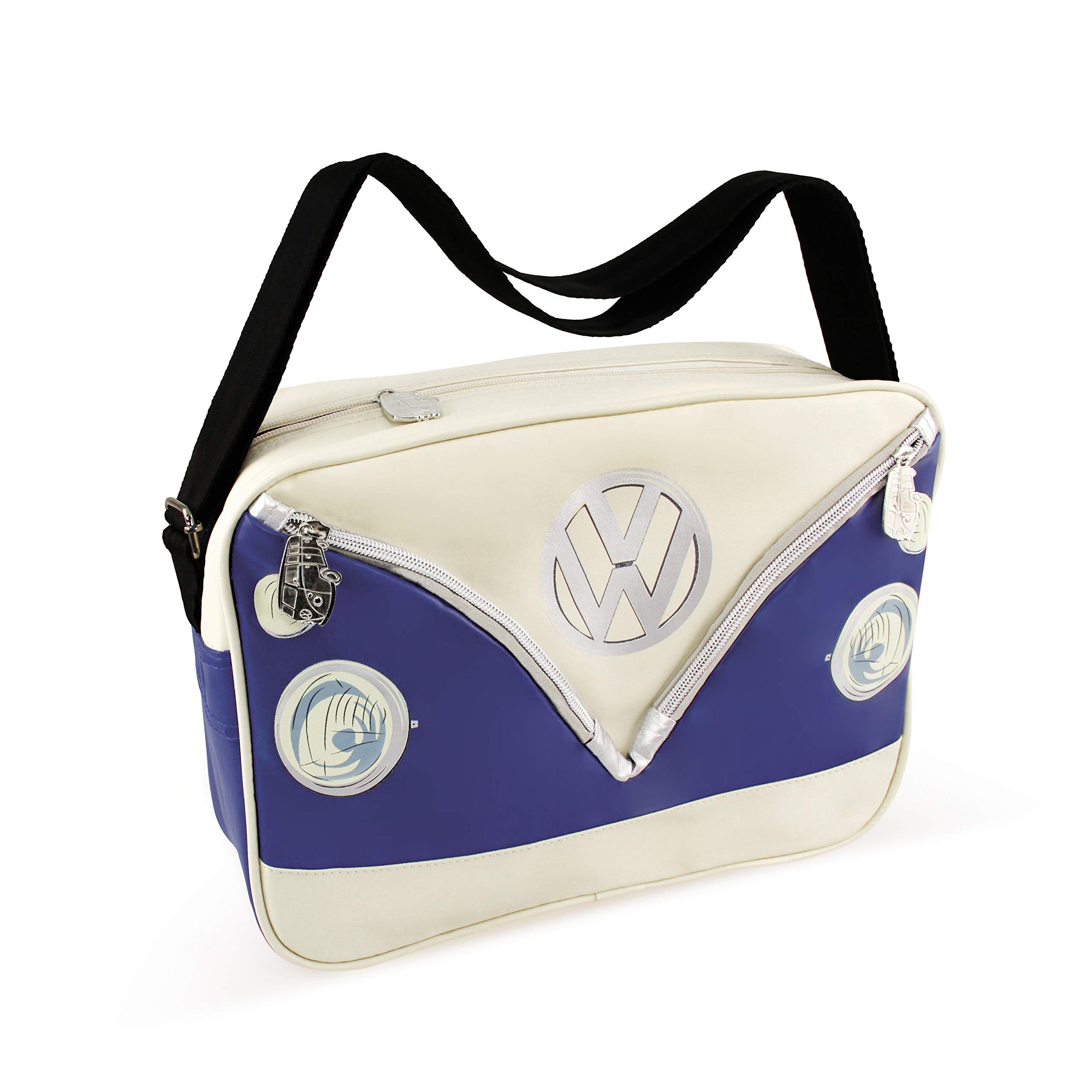 BRISA VW Collection - Volkswagen Shoulder Travel Messenger Bag with VW T1 Bus Campervan Motif (Bus Front/Blue) — image 1