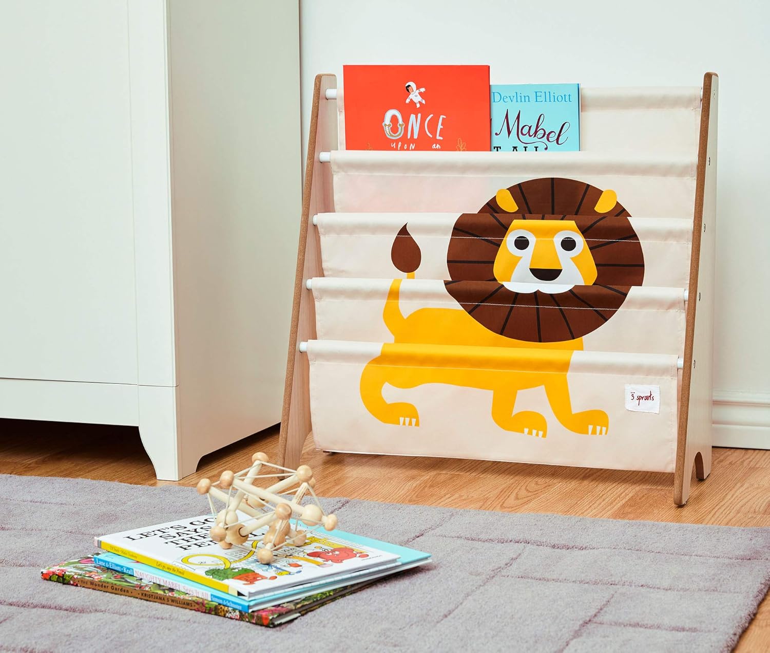 3 Sprouts Children's Book Rack - Space-Saving Kids Bookshelf and Bookcase - Perfect for Children's Room and Nursery Storage, Lion - Image 4
