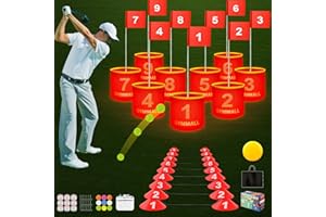 GYMMALL Golf Yard Bucket Games, 9 Holes Bucket Backyard Golf Game Set with LED Light and Golf Flags for Adults & Kids Indoor Outdoor, Golf Practice Gift for Backyard, Park, Beach, Lawn