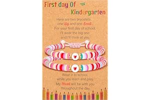 EOBOH Back to School Stuff Sliding Knots, Colorful Love First Day of School Bracelet, Kindergarten Back to School for Kids, Smooth Plastic Heart Bracelet for Mommy and Me Prek Primary Teen Stuff