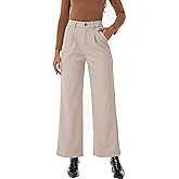 heipeiwa Women's Winter Fall Wool Blend Thick Warm Wide Leg Dress Business Casual Pants Trouser