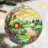 Christmas Ornaments, Dodosky 2.8in Ceramic The Shire Ornament, Xmas Decor, Christmas Tree Ornaments, Xmas Decorations for Tree, Holiday Ornament, Hobbit House Decor, Gifts for Women, Nature Lovers