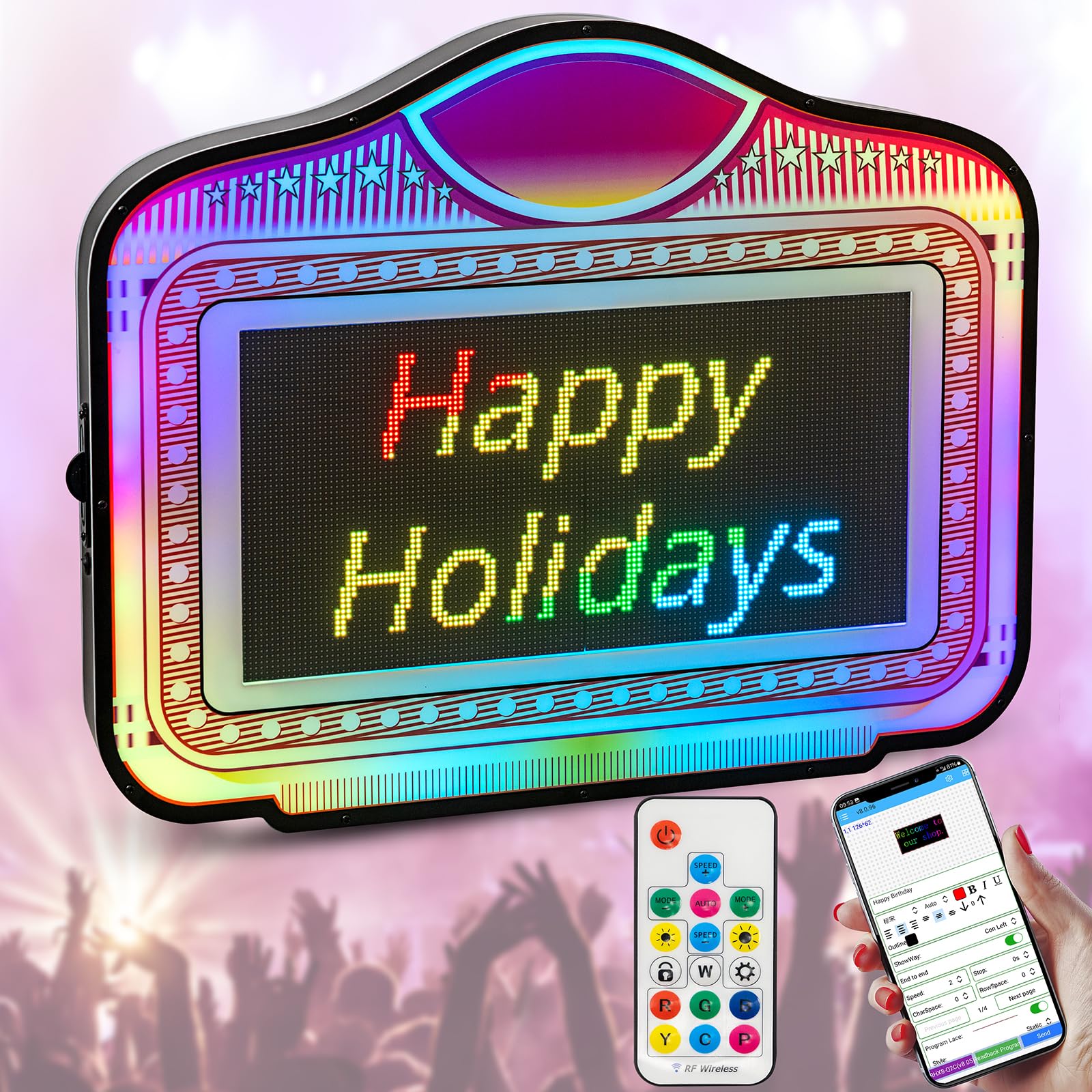 Photo 1 of LED Screen Letter Bottle Presenter, VIP Bottle Service Sign, APP Programmable Acrylic Handheld Light Box with RGB Color Change & Scrolling Message for Nightclub Bar Party Birthday (App Programmable)