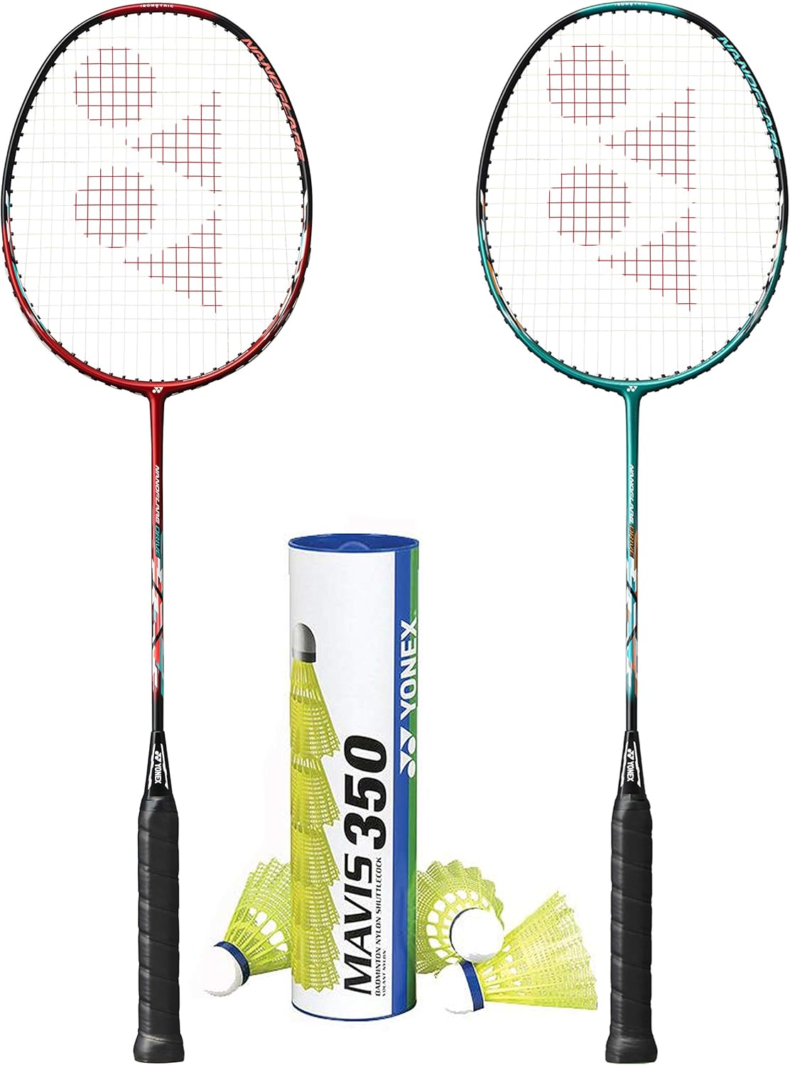 YONEX 2 Nanoflare Drive with Mavis 350 Yellow Medium Shuttle Badminton Combo Set : Sports & Outdoors