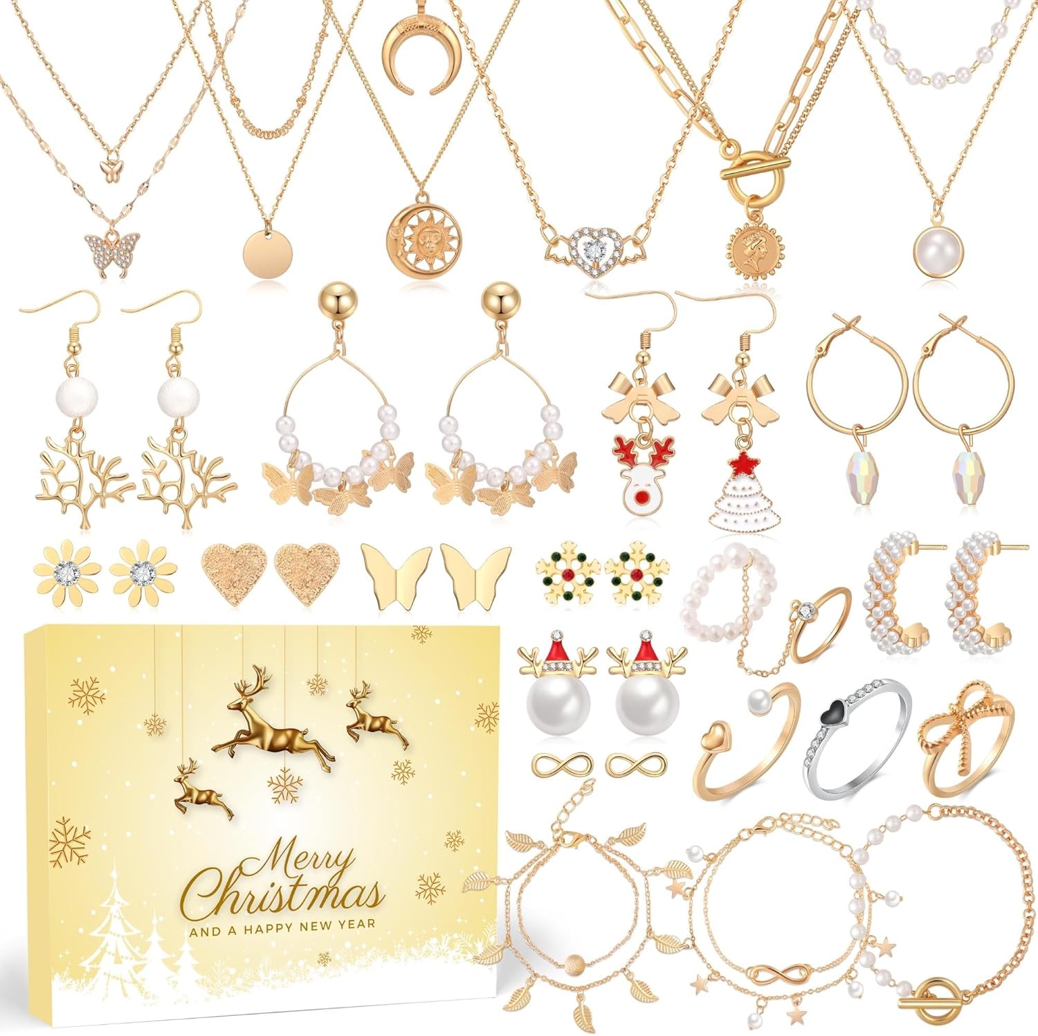 Advent Calendars - Advent Calendar Jewelry Christmas Countdown - 2023 Advent Calendar for Adult Women & Teen Girls - 24 Days Holiday Surprise Gift including Necklaces Bracelets Earrings Rings Set