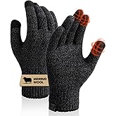 Merino Wool Gloves for Women Men, Touch Screen Warm Glove Liners Thermal Soft Knit Lining for Winter Running Hiking