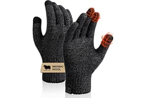 SONORAN Merino Wool Gloves for Women Men, Touch Screen Warm Glove Liners Thermal Soft Knit Lining for Winter Running Hiking