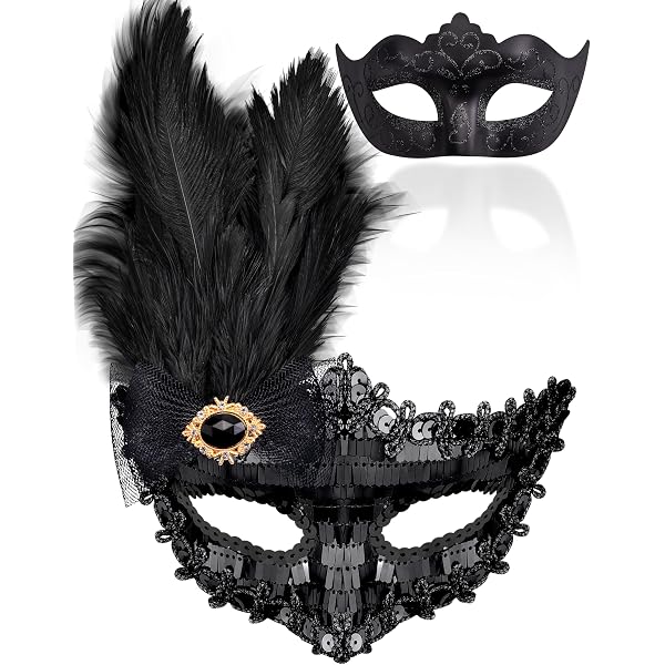 Máscara De Plumas Para Cosplay - Accesorio De Fiesta, Halloween, Carnaval, Con Palo