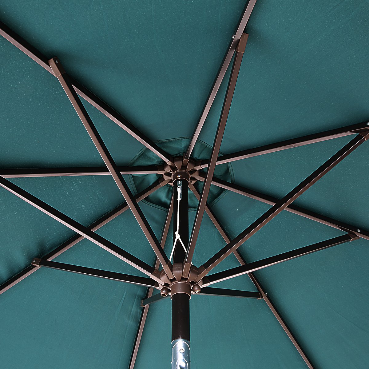 SUMBEL Outdoor Umbrella 9 Feet Aluminum Market Umbrella Table Umbrella with Push Button Tilt for Patio, Garden, Deck, Backyard, Pool, 100% Polyester, Green