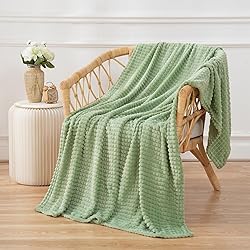 Puncuntex Flannel Fleece Throw Blanket Sage Green