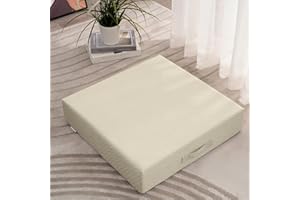 MeMoreCool Square Floor Pillow Seating for Adults Kids, Large Meditation Cushion Floor Pillow with Thick Foam, Washable Big Pillow Seat Floor Cushion for Sitting Yoga, 24" Beige