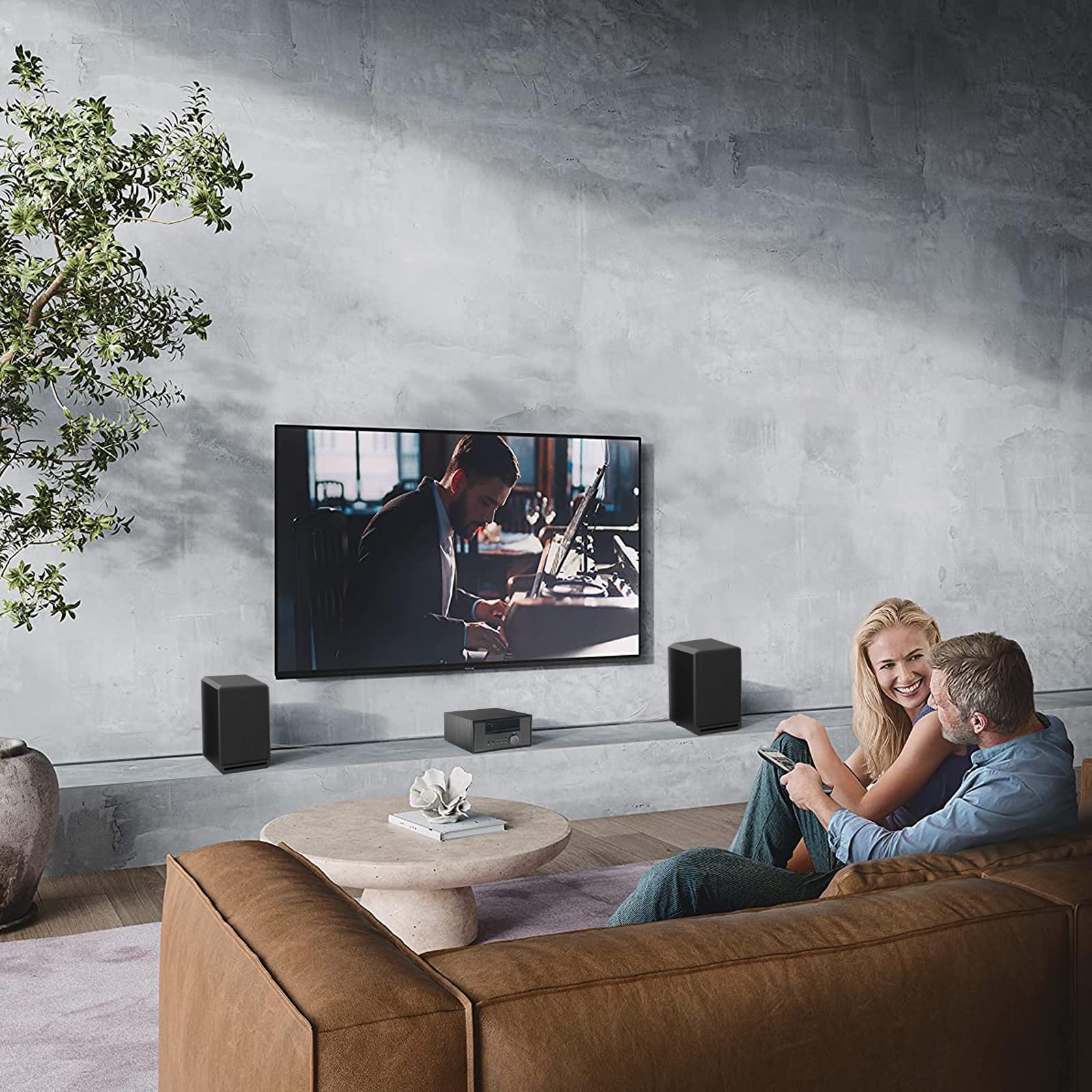 LONPOO Home CD Stereo Shelf System,100W Hi-Fi Bookshelf Speskers System (with CD Player, FM Radio, Bluetooth 5.3, USB Playback, AUX-in, Headphone Jack, Remote Control, DSP-Tech)