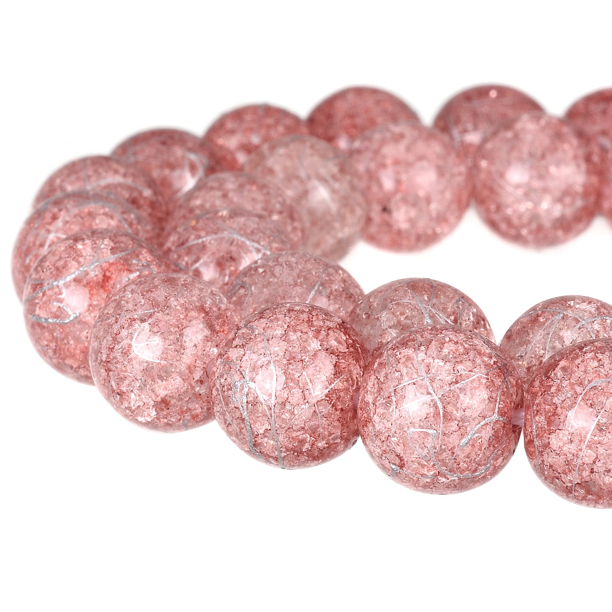 RUBYCA Round Crackle Druk Czech Crystal Pressed Glass Beads for Jewellery Making 4mm Strand (Peach)