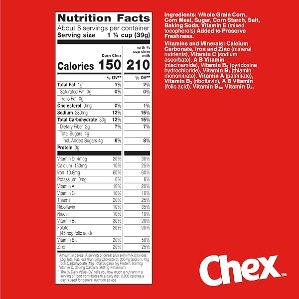 CORN CHEX GLUTEN FREE BREAKFAST CEREAL, HOMEMADE CHEX MIX INGREDIENT, 12 OZ