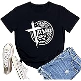 LOOKFACE Womens Pray Graphic Tees Cute Tops
