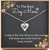 Dog Mom Gifts for Women, 925 Sterling Silver Paw Necklace, Heart Pendant, Mother’s Day Gift for Mom, Dog Lovers Necklace