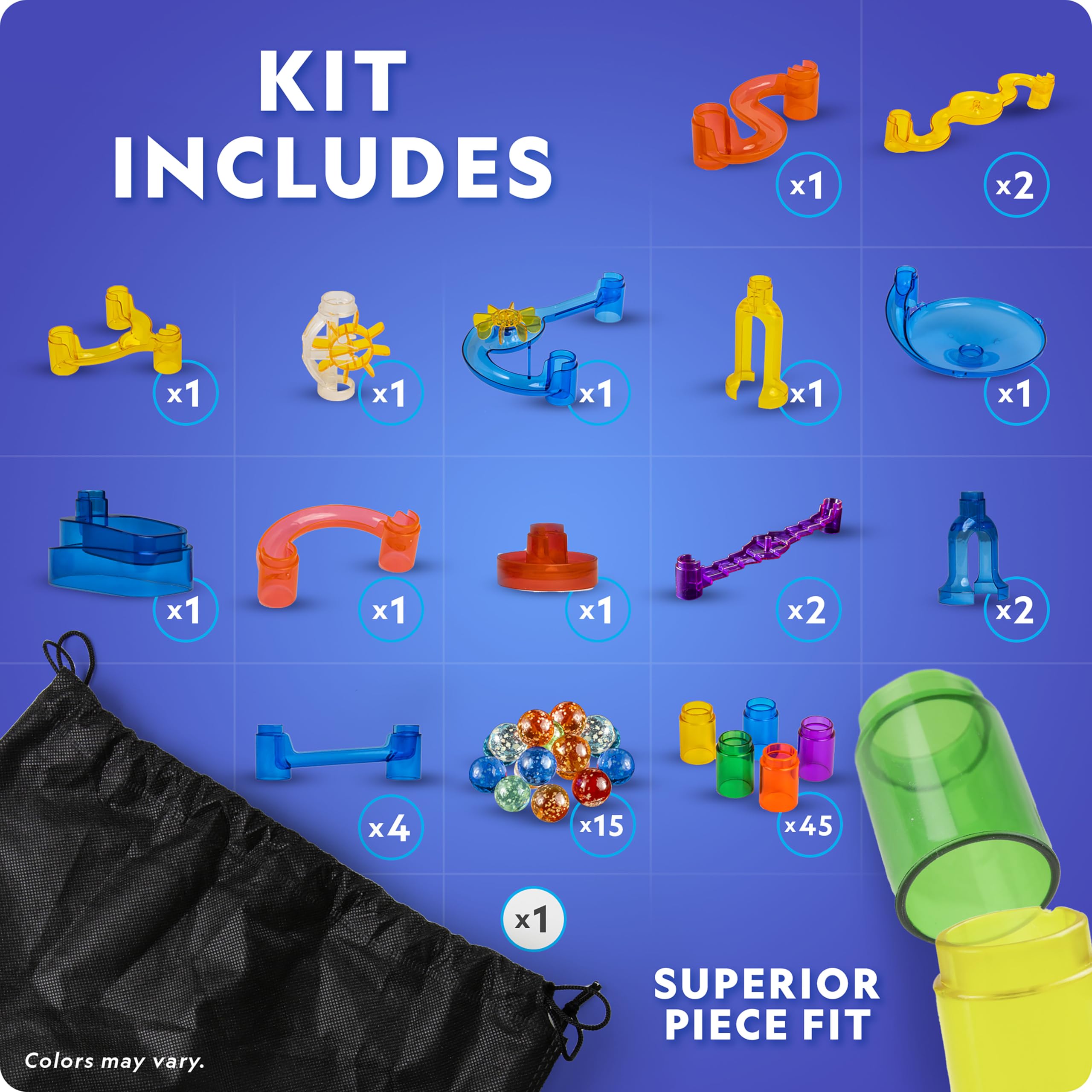 NATIONAL GEOGRAPHIC Glowing Marble Run – Construction Set with 15 Glow in The Dark Glass Marbles & Storage Bag, STEM Gifts for Boys and Girls, Building Project Toy (Amazon Exclusive)