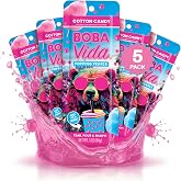 BobaVida Cotton Candy Popping Boba Pearls - 5 Pack with Straws Included | Sweet Cotton Candy Boba Adds Fun Flavor To Drinks And Desserts, Gluten-Free And Made Without Corn Syrup Or Preservatives.