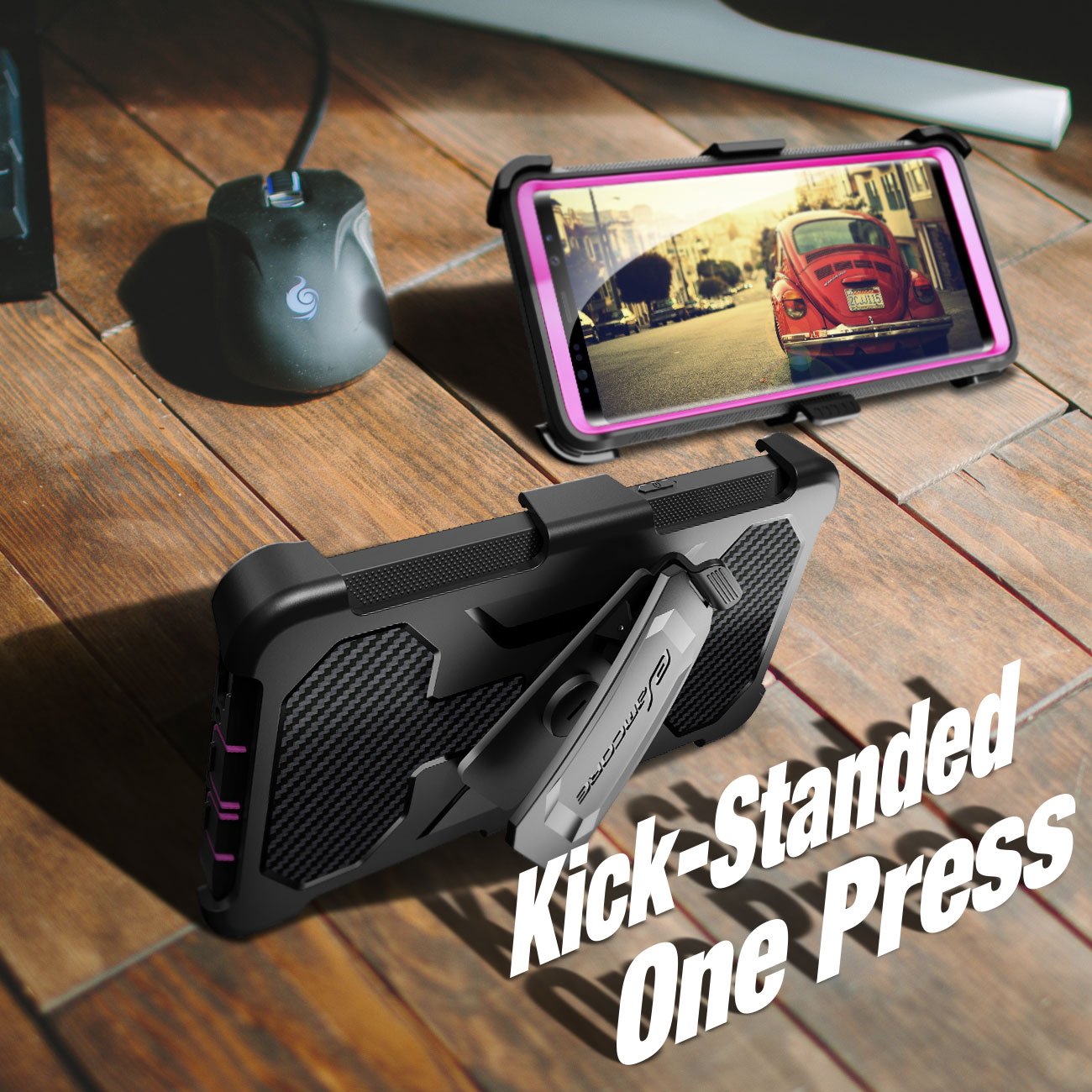 Galaxy Note 8 case, eSamcore Full Body Protection Shockproof Case Cover with Rugged Heavy Duty Holster Clip Kickstand [WITHOUT Built-in Screen Protector] for Samsung Note 8 2017 [Purple]