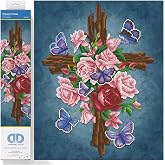 DIAMOND DOTZ Flower Cross Diamond Painting Kit, Diamond Art Craft Set | Full Coverage Design, Sparkling Faceted Finish, Relaxing Hobby Project, Vibrant Wall Decor, Fun for Beginners, Ready to Frame