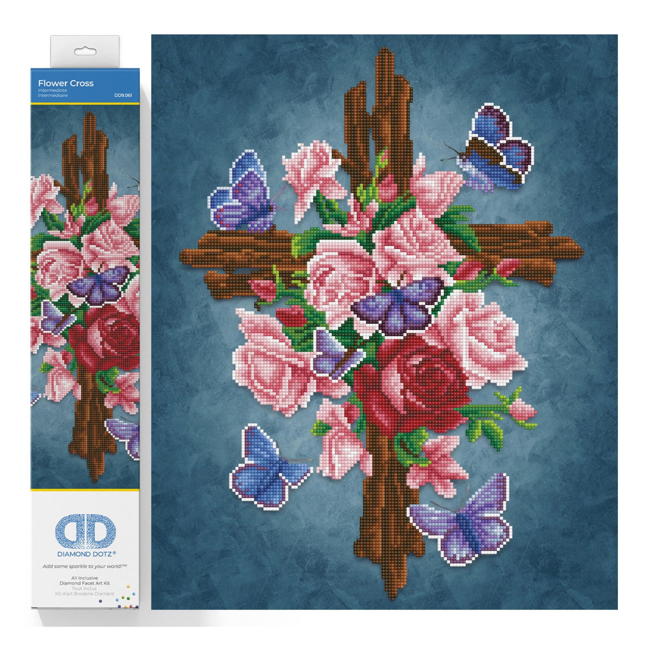 DIAMOND DOTZ Painting, Intermediate Kit, DD9, Wax, Flower Cross, 42 x 52cm