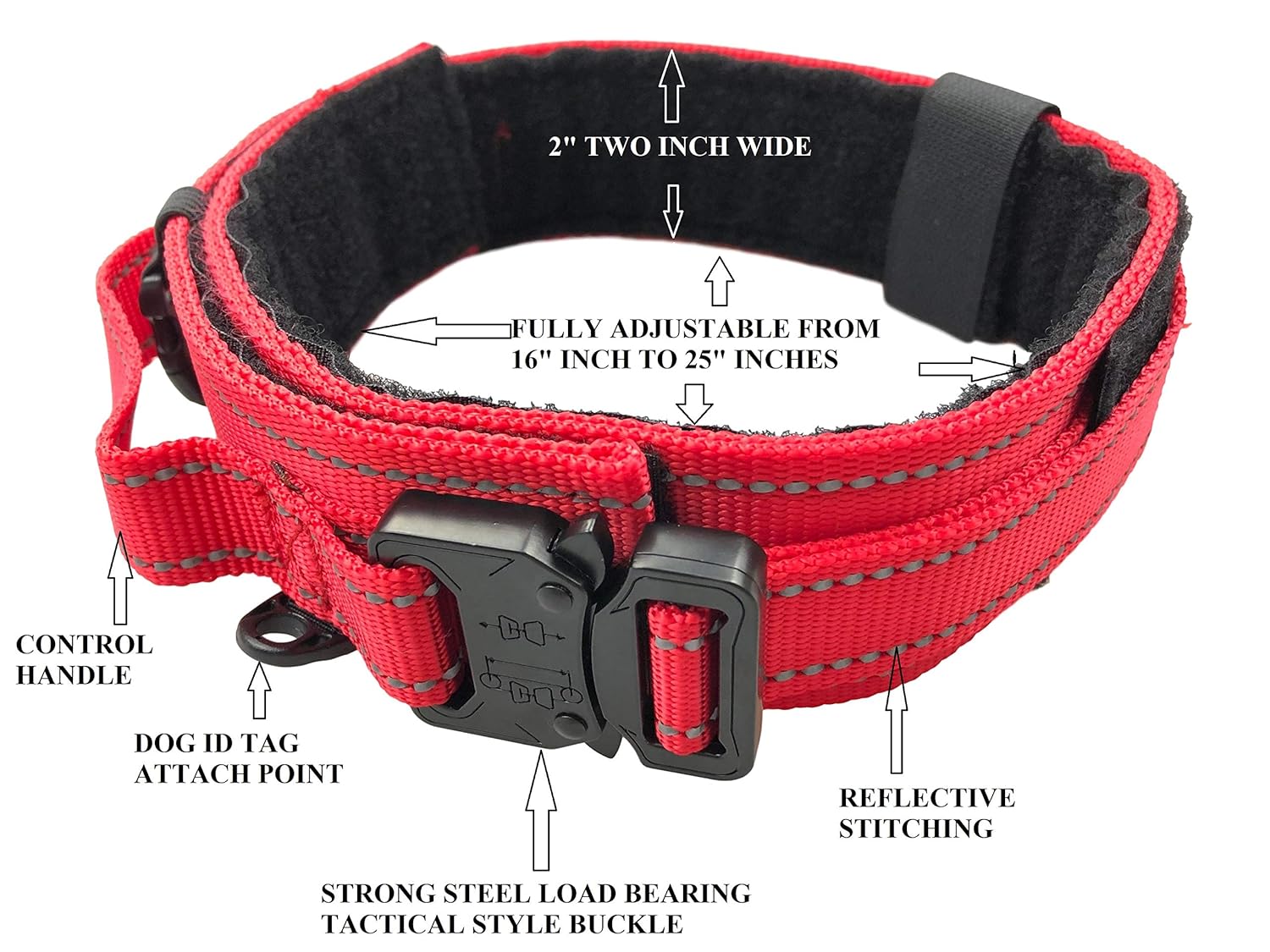 red tactical dog collar